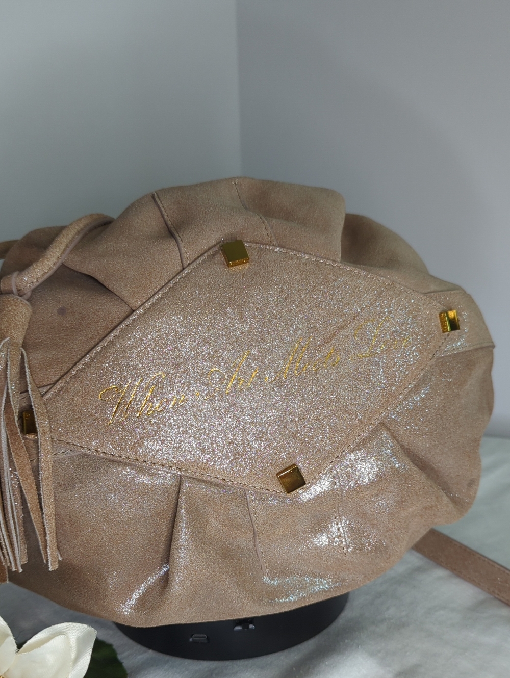 Sharif Shimmer Drawstring Crossbody Bag - Picture 6 of 8
